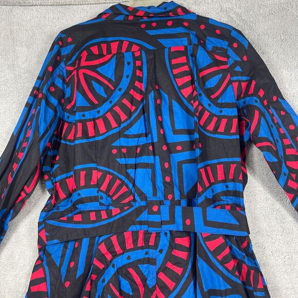 Vibrant Geometric Jumpsuit in Blue and Red - Picture 5 of 16